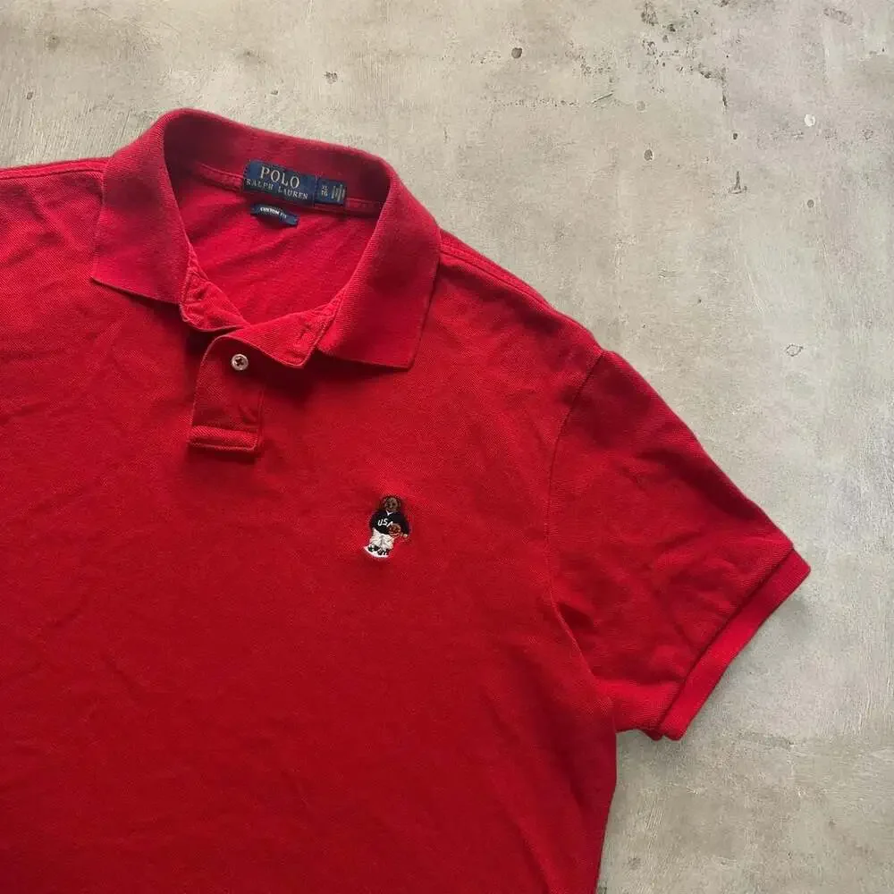 Polo Ralph Lauren Polo Bear Custom Fit Polo Shirt Red XL